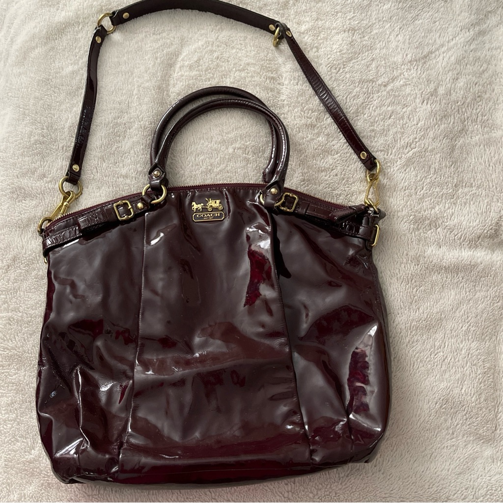 Coach Patent Leather Satchel Women’s Burgundy